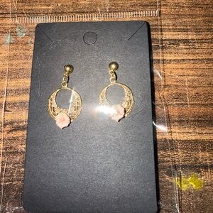 Gold and Pink Floral Earrings